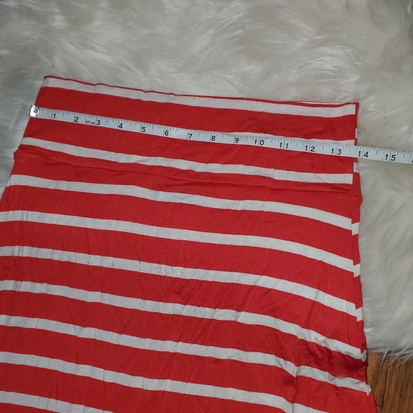 Ivory And Coral Stripe Maxi Maternity Skirt - Picture 6 of 8